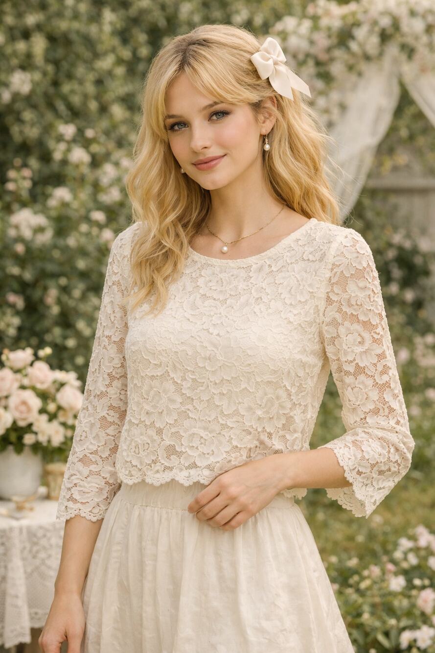 Kate Spade Womens Floral Lace Top Blaze Ivory Size 0 Coquette Cottagecore